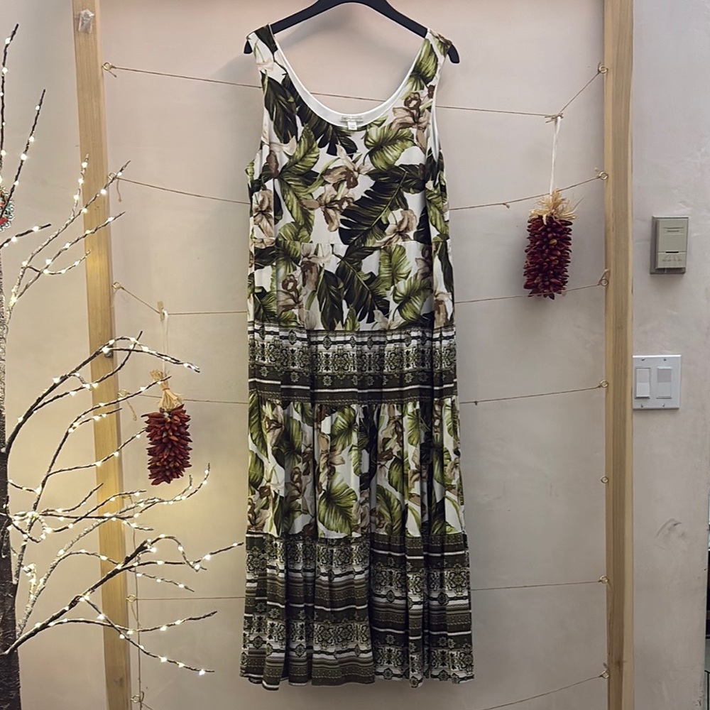 Cato Green and White Maxi Sundress